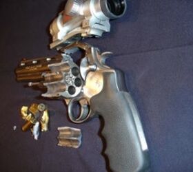 Spectacularly blown up revolver!