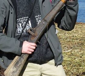 Franken-gun on Uros Islands, Peru