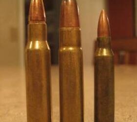 .35 Remington (center), .308 Win. (Left) and .223 Rem. (Right) 