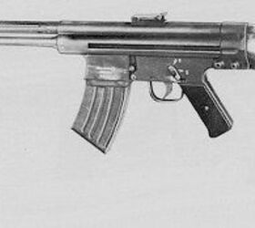 CETME Modelo 2, designed by Ludwig Vorgrimler using the original StG-45(M) mechanism. Note the curved magazine for the early 7.92x41mm cartridge