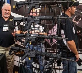 Four of the BRC AR platform weapons on display at the NRA show.