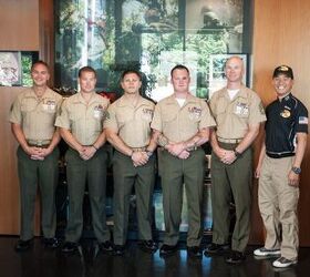 Author Chris Cheng with the United States Marine Corps Shooting Team at Leupold HQ. Photo courtesy of Leupold & Stevens, Inc.