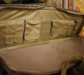 The brand new Hazard4 double rifle case with loop-style liner on the other rifle compartment of the case, with interior MOLLE and mag pouches.