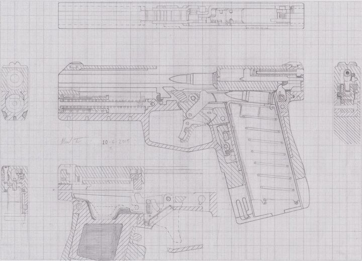 Gun Engineering Drawing Pistol Technical Drawing