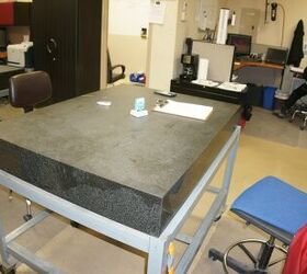 Quality Control room, Every piece the company makes comes here several times during the manufacturing process to make sure everything is up to standard. This table has to be calibrated once a year for the angles it is at, because of the important of measuring critical dimensions of parts on it.