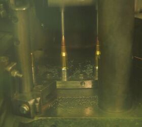 The next step seating the bullet after the brass is charged with powder.