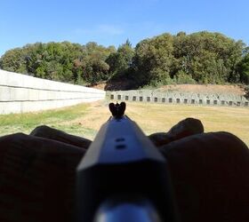 The brass front sight became much harder to pick up when in the shade