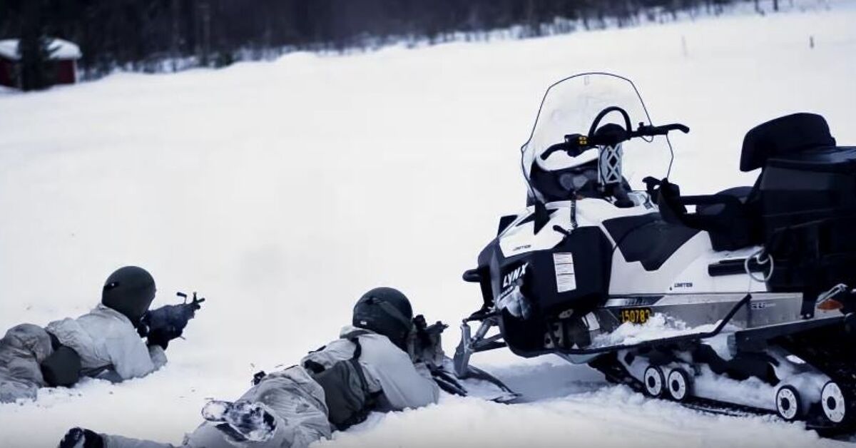 Swedish Arctic Rangers fighting from snowmobiles | thefirearmblog.com