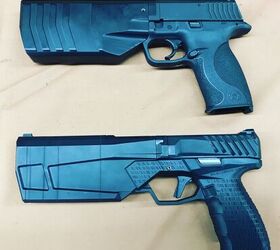 Top: Pre-production model made from an M&P.Bottom: Final production version of the Maxim 9, made with 100% SilencerCo parts.