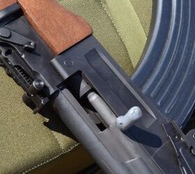 My single stoppage at round 445.  The rubber seen on the charging handle is a slip cover over the actual metal protrusion.