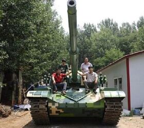 chinese full size tank model made of cartridge cases