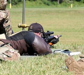 Original caption: 'Sgt. 1st Class Brandon Green, a shooter/instructor with the U.S. Army Marksmanship Unit, fires his service rifle during the Interservice Championships in Quantico, Virginia on July 31, 2017.' .S. Army photo by Michelle Lunato, public domain.