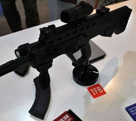 Another view of the Malyuk, a flashlight is shown attached on the right side of the handguard.