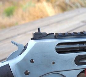 Rear sight. Note adjustment reference dots
