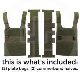 Plate Carrier 13 Specifications: Weight: 15.7 ounces with Cummerbund Plate Compatibility: SAPI, 10x12, Hoplite, Hesco 3810, L210 RMA 1092 RMA 1155 Included Pieces: Front and Rear Plate Bags and Two Cummerbund sections