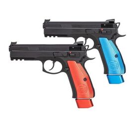 CZ-USA's New SP-01 Competition Red & Blue Pistols | thefirearmblog.com