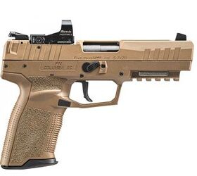 From FN America: 'The ultimate precision pistol just got a major upgrade. Introducing the FN Five-seveN(R) MRD, here to redefine handgun accuracy standards with new optics-ready capabilities, enhanced ergonomics and improved controls. Available in both matte black and flat dark earth with a standard capacity of 20 rounds.'