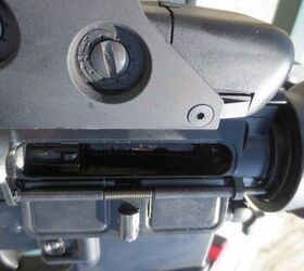 Example of a nose-dive malfunction from an overloaded 5.56 magazine. Using the provided 5.45 magazine, feeding was flawless.