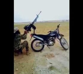 DShK Heavy Machine Gun Mounted on Motorcycle Rear Seat
