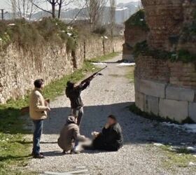 Google StreetView Interupts Kids Target Practice In Nicaea Ruins