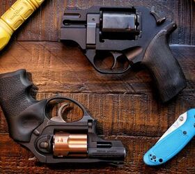 Ruger LCRx, bottom, Chiappa Rhino, top.