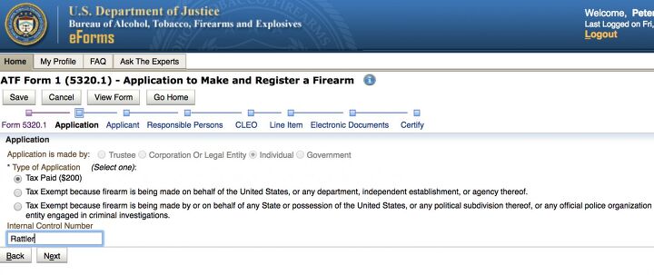 Nfa Paperwork TFB TUTORIAL: Using The ATF Eforms NFA Application System ...