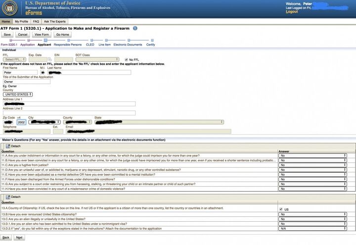 Nfa Paperwork TFB TUTORIAL: Using The ATF Eforms NFA Application System ...