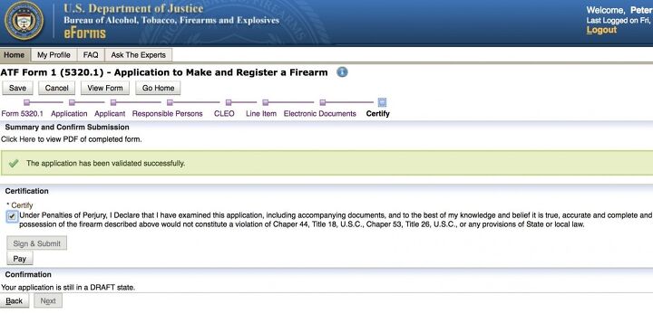 Nfa Paperwork TFB TUTORIAL: Using The ATF Eforms NFA Application System ...