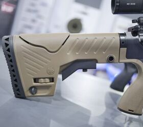 Note the cheekpiece adjustment, also the dual sling swivel options with the push tab on the right and the sling on the left.-Miles V, Indo Defense 2018