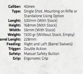 Specifications from ATA Arms catalog.