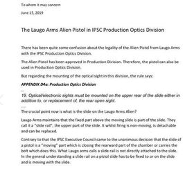 Laugo Arms Alien pistol Practical Shooting Rules setback (Optics