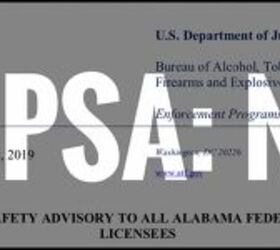 NOTICE: ATF Issues Public Safety Advisory To Alabama FFLs