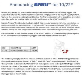 BINARY RUGER: Franklin Armory Pulls (And Releases) A 10/22 Trigger