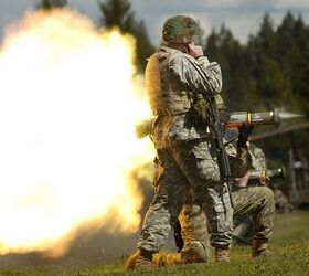 A Soldier from 2-1 Inf., 5th Bde., 2nd Inf. Div. fires an AT4 during training at Range 59 (Jason Kaye/US Army)