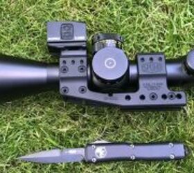 Schmidt & Bender 3-2756 PMII with optional sunshade, Aimpoint ACRO C-1 and Spuhr SP-4022. Microtech Ultratech bayonet.