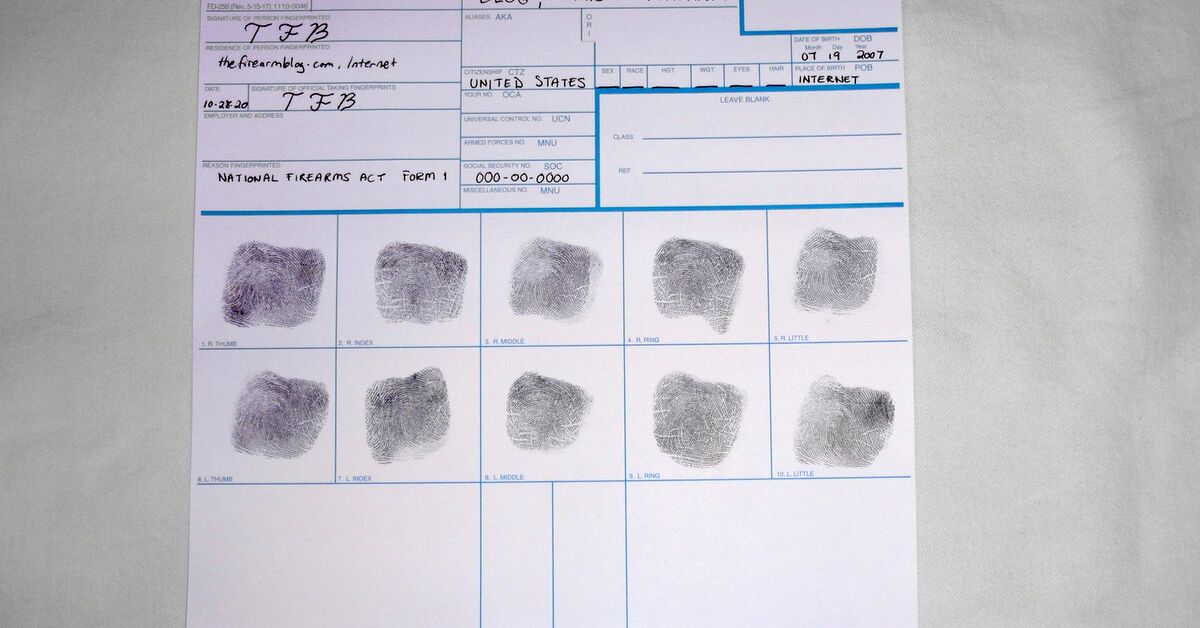 Firearm Control Card Fingerprint cards for form 1s | Northwest Firearms