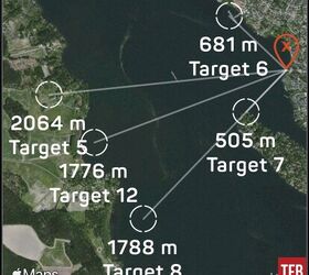 Target 8 at 1788 meters is the red sailboat.