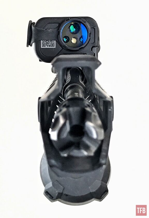 With the lasers centered over the bore, you cannot mount anything in front of it.