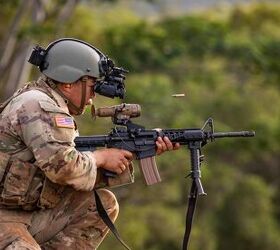 Soldiers assigned to the 3rd Infantry Brigade Combat Team, 25th Infantry Division conduct weapons qualification as part of a modernization effort of the enhanced night vision goggles-binoculars (ENVG-Bs) and the family of weapon sights-individuals (FWS-Is) thermal sensors at Schofield Barracks, Hawaii on November 5, 2020. The new ENVG-Bs and FWS-Is allow Soldiers to conduct thermal scanning during daytime and nighttime operations as well as the capability to see around corners or other obstacles with the use of the new technology system. (U.S. Army photo by 1st Lt. Angelo Mejia)