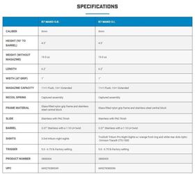 Kimber R7 Mako spec sheet