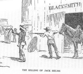 Hardin guns down Jack HelmsIllustration by R.J. Onderdonk