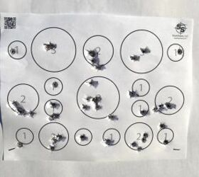 I really enjoy drills where you can do multiple runs on the same paper. At the top I did a slow controlled shoot, the middle was 80% speed and the bottom section was as fast as I could pull the trigger. When you shoot faster your groups will open up so it's important to find that perfect speed to make your hits.