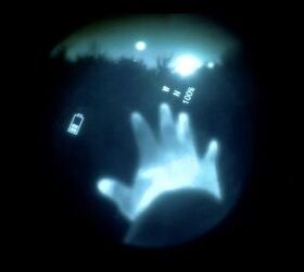 Or have thermal. This is a JerryC clip-on thermal imager. Even though the night vision has a hard time seeing down this row of corn, it can see my hand thanks to the thermal.