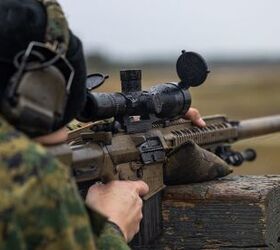 U.S Marine Corps Staff Sgt. Jason Florczyk, a reconnaissance Marine with 2d Reconnaissance Battalion, 2d Marine Division, fires an M110 Semi-Automatic Sniper System on a sniper range during Exercise Caribbean Urban Warrior on Camp Lejeune, North Carolina, March 12, 2023. Exercise Caribbean Urban Warrior is a bilateral training evolution designed to increase global interoperability between 2d Marine Division and Marine Squadron Carib. (U.S. Marine Corps photo by Lance Cpl. Eric Dmochowski)