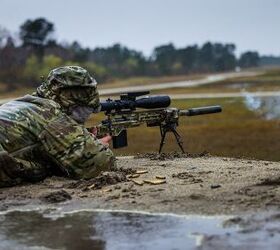 U.S. Marine Corps Sgt. Pierce Hutch, a reconnaissance Marine with 2d Reconnaissance Battalion, 2d Marine Division, fires a rifle on a sniper range during Exercise Caribbean Urban Warrior on Camp Lejeune, North Carolina, March 12, 2023. Exercise Caribbean Urban Warrior is a bilateral training evolution designed to increase global interoperability between 2d Marine Division and Marine Squadron Carib. (U.S. Marine Corps photo by Lance Cpl. Eric Dmochowski)
