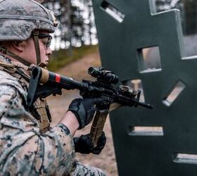 U.S. Marine Corps Cpl. Lane Peebles, a combat engineer with Combat Logistics Battalion 6 (CLB-6), Combat Logistics Regiment 2, 2nd Marine Logistics Group, reloads a M4A1 rifle during a barricade range in preparation for exercise Freezing Winds 22 in Syndalen, Finland, Oct. 11, 2022. Task Force Red Cloud, headquartered by elements of CLB-6, is deployed to Finland in support of Exercises SYD 2022 and Freezing Winds 2022 to enhance U.S. and Finnish select interdependence in the maritime domain; solidify bilateral maritime maneuver within the Finnish littoral environment; and foster strong relationships between U.S. Marine Corps and Finnish Defense Force sustainment units. (U.S. Marine Corps photo by Cpl. Meshaq Hylton)