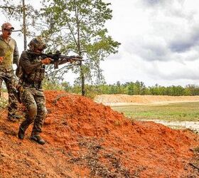 7th Special Forces Group (Airborne) Soldiers run through a shooting drill during the Fuerzas Commando tryouts at the Element training facility in Holt, Fla., April 12, 2022. The overall competition promotes military-to-military relationships, increases mission readiness, and improves regional security. 
(U.S. Army photo by Spc. Christopher Sanchez)