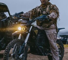 A U.S. Marine assigned to Reconnaissance Company, 15th Marine Expeditionary Unit, starts his MMX motorcycle in preparation for a raid during the ground interoperability exercise at Marine Corps Base Camp Pendleton, California, July 24, 2023. The ground interoperability training integrates Reconnaissance Company and supporting elements into a raid force to conduct land-based, specialized limited-scale raids in preparation for more complex amphibious and maritime operations. (U.S. Marine Corps photo by Cpl. Joseph Helms)