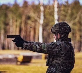 U.S. Army Soldiers assigned to the 1st Squadron, 2nd Cavalry Regiment conduct an M17 pistol range in the Grafenwoehr Training Area on March 3, 2023, to maintain their marksmanship skills and increase lethality.