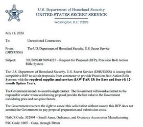 Front page of the USSS’ new rifle RFP (via SAM.gov)